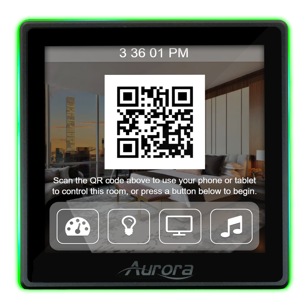 Aurora 1:1 aspect ratio wall mount ReAX touch panel control system with serial, relays, I/O, IR, and Ethernet control ports