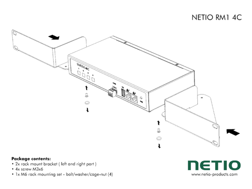 [RM1] NETIO RM1, mount one PowerPDU 4 device into a 1U 19” rack frame